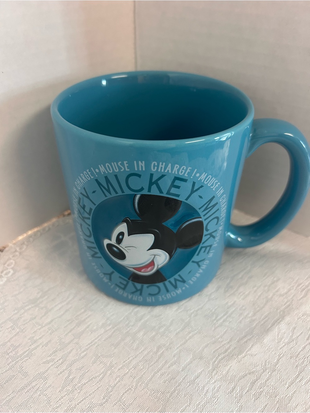 Mickey Mouse "Mouse In Charge" X-Large Coffee Cup Mug ~ Blue Raised Design